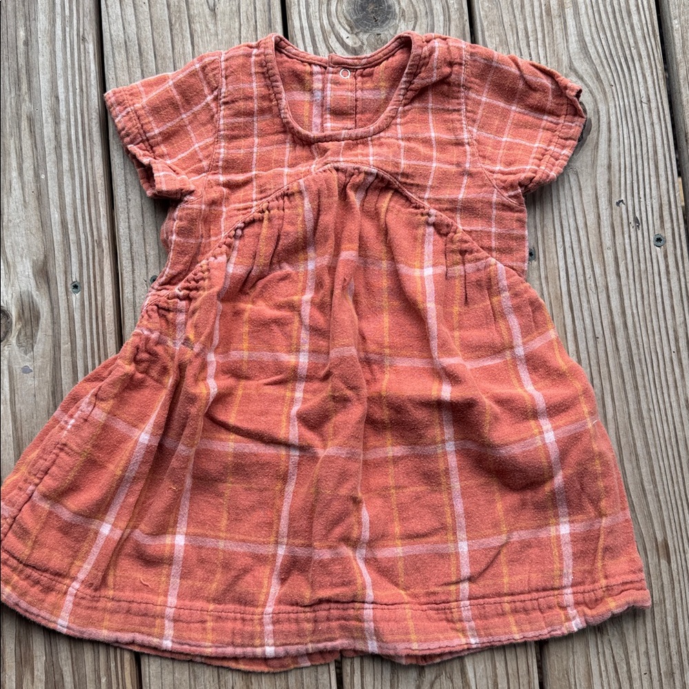 Olli Ella | Orange Plaid  Kids Dress 1-2Y